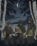  3boys brown_hair eclipse forest gun highres kamuytime military military_uniform multiple_boys nature original real_life tagme tree uniform weapon world_war_i 