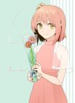  1girl flower green_background holding holding_flower ichinose_hana shoushu yellow_eyes 