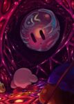  :o bandana bandana_waddle_dee battle black_eyes blue_bandana colored_skin face-to-face from_behind highres kirby kirby:_star_allies kirby_(series) no_humans okame_nin orange_skin pink_skin polearm red_footwear shoes solid_oval_eyes void_soul void_termina weapon weapon_on_back 