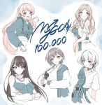 5girls bang_dream! bang_dream!_it&#039;s_mygo!!!!! black_choker black_hair blue_eyes blue_jacket blush brown_eyes brown_hair chain_necklace chihaya_anon choker closed_mouth clothing_cutout commentary cropped_jacket dress earclip earrings fang grey_eyes grey_hair heterochromia highres holding holding_microphone jacket jewelry kaname_raana kuuhaku_900 long_hair long_sleeves looking_at_viewer microphone midriff mole mole_under_eye multiple_girls mygo!!!!!_(bang_dream!) nagasaki_soyo necklace open_mouth own_hands_together pink_hair see-through see-through_sleeves shiina_taki shirt short_hair shoulder_cutout sidelocks takamatsu_tomori violet_eyes white_dress white_hair white_shirt yellow_eyes 
