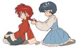  2girls blush_stickers bow braid braided_ponytail breasts danhuangcucu hair_bow multiple_girls ranma-chan ranma_1/2 redhead shadow tendou_akane white_bow 