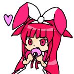 1girl beatmania doughnut food red_eyes red_hair red_hair umegiri_ameto