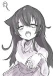  1girl ? absurdres bags_under_eyes blush collared_shirt greyscale hatching_(texture) highres kuroki_tomoko linear_hatching long_hair looking_at_viewer monochrome open_mouth shirt sketch skirt sleeves_past_wrists solo sweater una_(unananaaaaaa) watashi_ga_motenai_no_wa_dou_kangaetemo_omaera_ga_warui! 