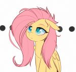  1girl feathered_wings fluttershy green_eyes grey_background inkypuso long_hair my_little_pony my_little_pony:_friendship_is_magic no_humans pegasus pink_hair simple_background solo wings yellow_fur 