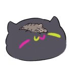  absurdres animal_focus bibi_(tokoyami_towa) buibui cat chibi chibi_only highres hololive kotaro_(tokoyami_towa) no_humans simple_background sleeping white_background 