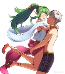  1_girl 1boy couple fire_emblem fire_emblem_awakening green_hair robin_(fire_emblem) tiki_(fire_emblem) white_hair 