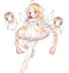  1girl :3 :d angel_(ark_order) angel_wings ao_jun ark_order bell blonde_hair blue_eyes blush bow braid constellation_print detached_wings diadem dress flower forehead frilled_dress frills full_body gears gloves hair_ornament halo holding holding_flower long_hair looking_at_viewer mini_wings official_art pantyhose pink_pupils pointy_ears puffy_dress red_flower red_rose rose see-through see-through_legwear short_dress sidelocks smile solo standing standing_on_one_leg star-shaped_pupils star_(symbol) star_hair_ornament star_print stirrup_legwear symbol-shaped_pupils tachi-e toeless_legwear transparent_background twin_braids variant_set veil very_long_hair white_dress white_gloves white_pantyhose white_wings wings yellow_bow 