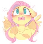 1girl @_@ fluttershy green_eyes heart long_hair melodylibris motion_blur my_little_pony my_little_pony:_friendship_is_magic no_humans open_mouth pegasus pink_hair simple_background solo upper_body white_background yellow_fur 