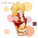  artist_logo flower food food_focus highres ice_cream no_humans original parfait soft_serve strawberry_syrup syrup yuki00yo 