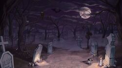  >_< 0_0 absurdres bare_tree bat_(animal) bird candle candlelight creature cross cross_patty direction_board fence full_moon grave graveyard halloween hanging_lantern highres iron_fence lantern lkjun_(jg010118) looking_at_viewer maro_(neneko_mashiro) moon night no_humans o_o owl rest_in_peace_(phrase) road road_sign sign silk spider_web stellive tombstone tree 