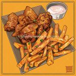  artist_name chicken_(food) cocomeen food food_focus french_fries no_humans original sauce 