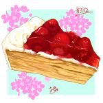  absurdres food food_focus fruit fruit_tart highres no_humans original pie pie_slice strawberry strawberry_tart takisou_sou tart_(food) whipped_cream 