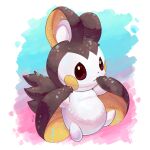  brown_eyes brown_fur closed_mouth emolga full_body heart highres multicolored_fur nevedoodle no_humans pokemon pokemon_(creature) signature smile solo tail white_fur yellow_fur 