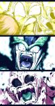  black_nails black_sclera breaking cell_(dragon_ball) colored_sclera colored_skin colored_tongue dragon_ball dragon_ball_z dying father-son_kamehameha frieza green_tongue kamehameha_(dragon_ball) kid_buu majin_buu perfect_cell pink_skin red_eyes ruto830 screaming shockwave 