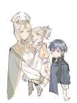  1boy 2girls aged_down blonde_hair blue_eyes blue_hair chrom_(fire_emblem) emmeryn_(fire_emblem) fire_emblem fire_emblem_awakening highres lissa_(fire_emblem) multiple_girls queqiansuzume siblings twintails 