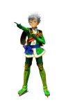  1boy boots dark-skinned_male dark_skin full_body gloves green_footwear green_gloves green_jacket green_pants grey_hair hand_on_own_chest highres ice_skates jacket king_of_prism king_of_prism:_shiny_seven_stars long_sleeves looking_at_viewer male_focus nishina_kazuki official_art open_mouth pants pointing pretty_rhythm pretty_series sash second-party_source short_hair shoulder_sash simple_background skates smile solo spiky_hair standing tachi-e thigh_boots transparent_background 