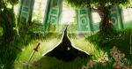  1other back black_robe bug butterfly commentary english_commentary full_body grass highres im_(one_piece) indoors instagram_logo instagram_username kaojenn on_grass one_piece photoshop_(medium) robe scenery signature silhouette solo sword tree twitter_logo twitter_username weapon window 