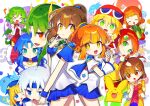  &gt;_&lt; &gt;o&lt; 5boys 6+girls :d absurdres amitie_(puyopuyo) andou_ringo arle_nadja black_pants blonde_hair blue_eyes blue_hair blue_skirt brown_gloves brown_hair carbuncle_(puyopuyo) character_request china_dress chinese_clothes closed_mouth draco_centauros dragon_girl dragon_horns dragon_tail dragon_wings dress drill_hair earrings elbow_gloves fang gloves green_eyes green_hair grey_hair highres horns jewelry long_hair long_sleeves multiple_boys multiple_girls offbeat one_eye_closed open_mouth pants puyopuyo raffina_(puyopuyo) red_dress red_eyes redhead rulue_(puyopuyo) satan_(puyopuyo) schezo_wegey short_hair short_sleeves sig_(puyopuyo) single_glove skirt sleeveless sleeveless_dress smile tail twin_drills v white_gloves wings witch_(puyopuyo) xd 