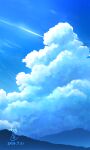  blue_sky blue_theme clouds commentary_request contrail cumulonimbus_cloud day highres kara_tto mountainous_horizon no_humans original outdoors scenery signature sky sky_focus tagme 