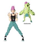  boy fakemon fakemon_(creature) gijinka humanized instagram_username jhonnyboyarts pink_hair pokemon pokemon_(creature) punk punk_rock tagme 