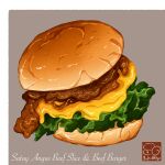  artist_logo beef bread burger cheese food food_focus highres lettuce no_humans original yuki00yo 