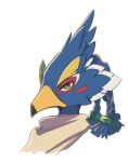  bird_boy braid closed_mouth cropped_shoulders furry furry_male green_eyes looking_at_viewer male_focus revali rito scarf simple_background slit_pupils solo the_legend_of_zelda the_legend_of_zelda:_breath_of_the_wild ukata white_background white_scarf 