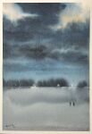  2others blue_sky clouds cloudy_sky field forest highres light mouen_tw multiple_others nature night night_sky original painting_(medium) scenery sky snow traditional_media tree watercolor_(medium) 