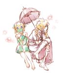  2boys arabian_clothes bare_shoulders barefoot blonde_hair blue_eyes boots braid bright_pupils cloud_strife commentary crossdressing crossed_legs crossover detached_sleeves dress elbow_rest fermium.ice final_fantasy final_fantasy_vii flower frilled_dress frills full_body hand_on_own_chin hands_on_lap holding holding_umbrella invisible_chair knee_boots leaning_forward leaning_to_the_side link long_hair looking_to_the_side male_focus mouth_veil multiple_boys official_alternate_costume parasol puffy_pants purple_dress short_hair sitting sketch spiky_hair super_smash_bros. symbol-only_commentary the_legend_of_zelda the_legend_of_zelda:_breath_of_the_wild twin_braids umbrella veil white_background white_footwear wrist_cuffs 