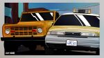 artist_name blue_sky california car commentary day english_commentary ford ford_bronco ford_crown_victoria headlight highres kaiware license_plate motor_vehicle no_humans original outdoors power_lines sky sports_utility_vehicle taxi vehicle_focus watermark yellow_car 