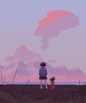  1girl amphibia anne_boonchuy clobbyclobsters clouds curly_hair golden_hour highres jacket sky sprig_plantar 