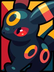  absurdres animal_ears black_fur border highres looking_to_the_side no_humans pokemon pokemon_(creature) red_eyes shichi_(7cube_ori) simple_background solo thick_lineart umbreon 