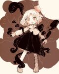  1girl ascot black_dress black_vest blonde_hair bow darkness dress full_body hair_bow hair_ribbon mokumoku22 open_mouth red_ascot red_eyes ribbon rumia short_hair skirt skirt_set smile solo teeth touhou traditional_media upper_teeth_only vest 