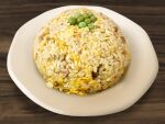  food food_focus fried_rice no_humans peas photo-referenced plate rice toshi_(hokkaido2015) 