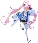  1girl blue_archive halo koyuki_(blue_archive) long_hair looking_at_viewer modare pink_eyes pink_hair solo standing thigh-highs thighs transparent_background twintails white_thighhighs 