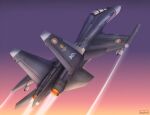  absurdres ace_combat ace_combat_7 aircraft airplane artist_name emblem fighter_jet highres jet military military_vehicle missile purple_sky sky su-30 