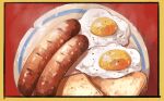  bread bread_slice breakfast egg egg_(food) food food_focus meat no_humans original plate sausage steam toast vins-mousseux 