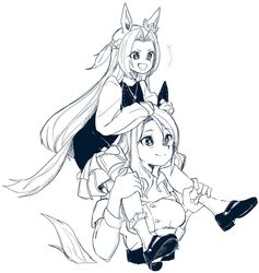  +++ 2girls aged_down animal_ears ankle_socks bright_pupils carrying crown ear_covers ear_ornament frilled_socks frills highres horse_ears horse_girl horse_tail kawakami_princess_(umamusume) king_halo_(umamusume) long_hair mary_janes medium_hair mini_crown monochrome multiple_girls natsume_(natsume_041) one_side_up shoes shoulder_carry simple_background socks tail umamusume very_long_hair wavy_hair 