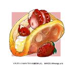  cream food food_focus fruit highres manga_eris no_humans original strawberry strawberry_slice waffle 