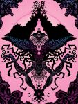 black_skin circle colored_skin commentary eldritch_abomination emrakul_the_aeons_torn english_commentary fractal gradient_background highres lavi1avi magic:_the_gathering monster no_humans pink_background tentacles 