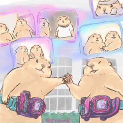  animal_focus belt belt_buckle body_fur brown_fur buckle bush kamen_rider kamen_rider_revice prairie_dog py0wwk revice_driver rider_belt smile twitter_username upper_body 