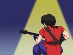  1boy back black_hair braid braided_ponytail chinese_clothes guitar instrument ranma_1/2 saotome_ranma sitting solo sunlight tangzhuang wanta_(futoshi) 