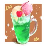  absurdres cherry cup drinking_glass food food_focus fruit highres ice_cream ice_cream_float melon_soda mug no_humans original star_(symbol) takisou_sou 