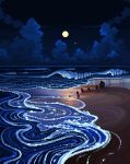  beach clouds full_moon horizon jubilee_(8pxl) moon night night_sky no_humans ocean original outdoors pixel_art scenery sky water waves 