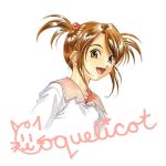  1girl :3 animal_ears brown_eyes brown_hair cat cat_ears character_name child collar coquelicot_(sakura_taisen) drawing_(object) english_text hair_bobbles hair_ornament hair_tie half_updo highres light_brown_eyes light_brown_hair looking_at_viewer matsubara_hidenori neck nose official_art open_mouth pink_sailor_collar sailor_collar sakura_taisen sakura_taisen_iii sega shirt short_hair short_twintails sidelocks signature simple_background smile solo solo_focus swept_bangs third-party_source thong traditional_media twintails white_background white_shirt white_sleeves 