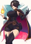  absurdres blueriest breasts cinder_fall claws commission commissioner_upload fire highres large_breasts long_fall_boots rwby short_hair short_sleeves solo wide_hips 