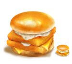  bread burger cheese fish_(food) food food_focus mayonnaise no_humans original simple_background white_background yajirushi_(yajiru4) 