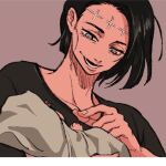 1boy 1girl anime black_eyes black_hair itadori_kaori jujutsu_kaisen kenjaku smile