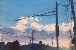  blue_sky building clouds cloudy_sky day highres horizon morning no_humans original painting_(medium) power_lines scenery shadow sky sky_focus sunrise town toyonaga_ryouhei traditional_media tree utility_pole watercolor_(medium) 