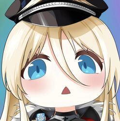  1girl azur_lane bismarck_(azur_lane) blonde_hair long_hair quancy triangle_mouth 