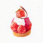  food food_focus fruit lisazhou_art no_humans original simple_background strawberry tart_(food) twitter_username white_background 